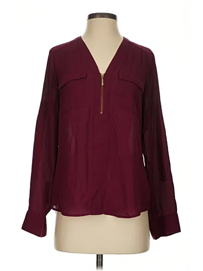 Pre-owned Express Long Sleeve Blouse In Burgundy
