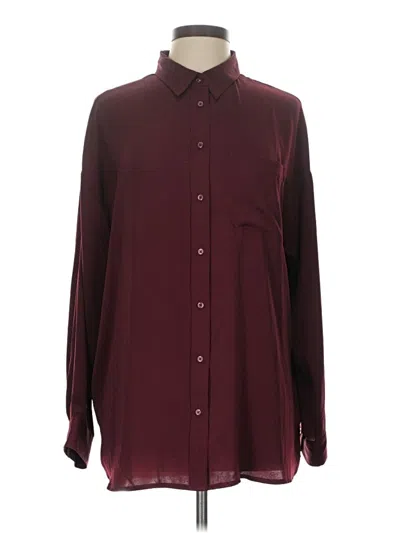 Pre-owned Express Long Sleeve Blouse In Burgundy