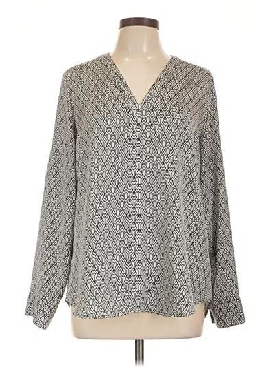 Pre-owned Express Long Sleeve Blouse In Gray