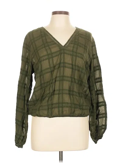 Pre-owned Express Long Sleeve Blouse In Green