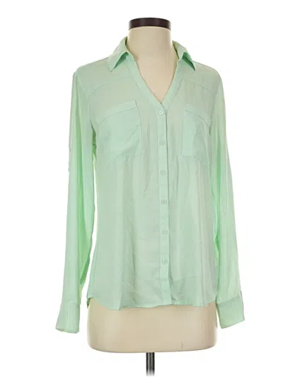 Pre-owned Express Long Sleeve Blouse In Green