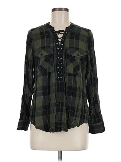 Pre-owned Express Long Sleeve Blouse In Green
