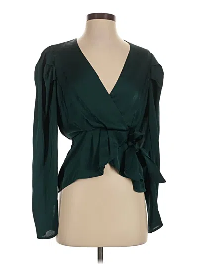 Pre-owned Express Long Sleeve Blouse In Green