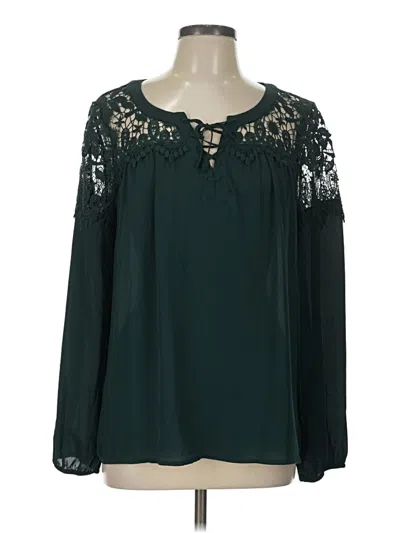 Pre-owned Express Long Sleeve Blouse In Green