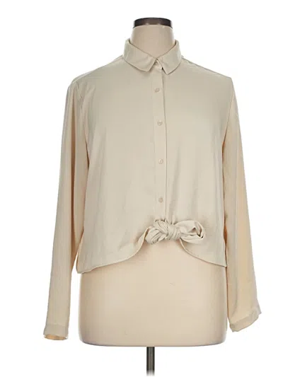 Pre-owned Express Long Sleeve Blouse In Ivory