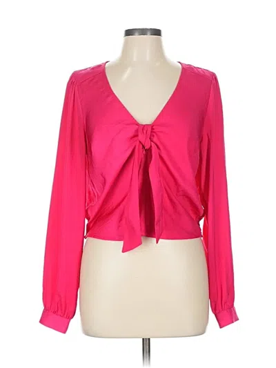 Pre-owned Express Long Sleeve Blouse In Pink