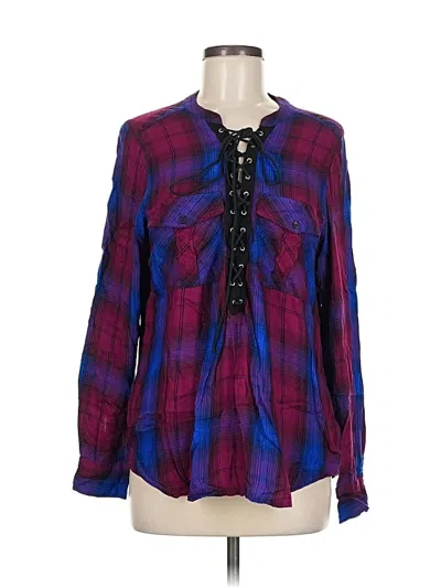 Pre-owned Express Long Sleeve Blouse In Purple