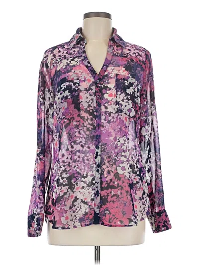 Pre-owned Express Long Sleeve Blouse In Purple
