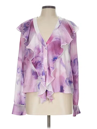 Pre-owned Express Long Sleeve Blouse In Purple