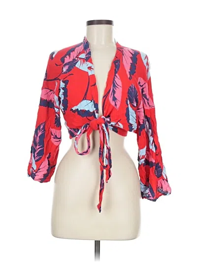 Pre-owned Express Long Sleeve Blouse In Red