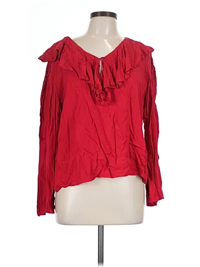 Pre-owned Express Long Sleeve Blouse In Red