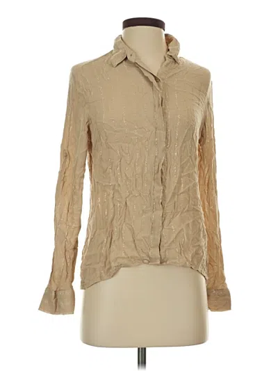 Pre-owned Express Long Sleeve Blouse In Tan