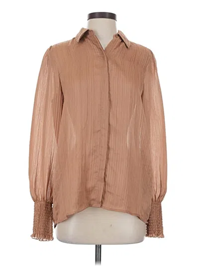 Pre-owned Express Long Sleeve Blouse In Tan