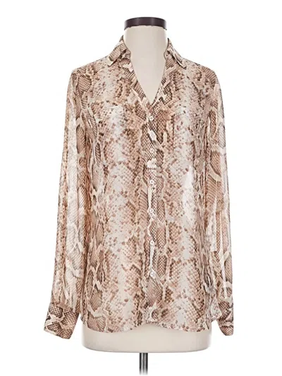 Pre-owned Express Long Sleeve Blouse In Tan