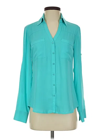 Pre-owned Express Long Sleeve Blouse In Teal