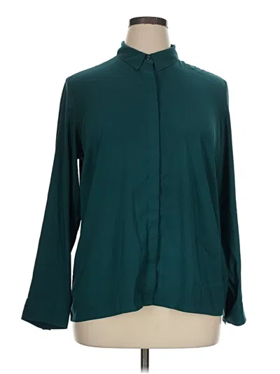 Pre-owned Express Long Sleeve Blouse In Teal