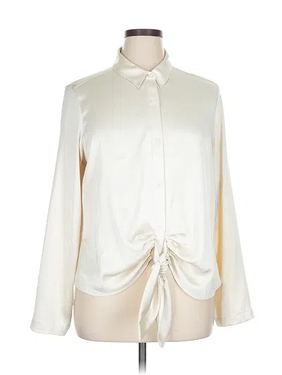 Pre-owned Express Long Sleeve Blouse In White