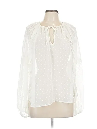Pre-owned Express Long Sleeve Blouse In White