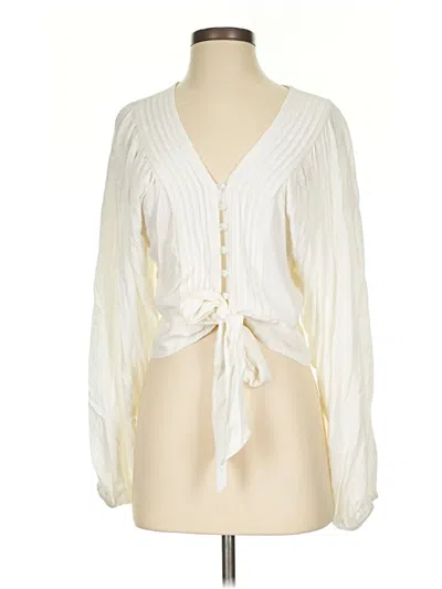 Pre-owned Express Long Sleeve Blouse In White