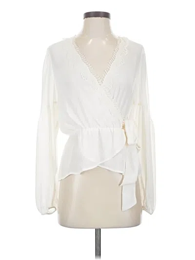 Pre-owned Express Long Sleeve Blouse In White