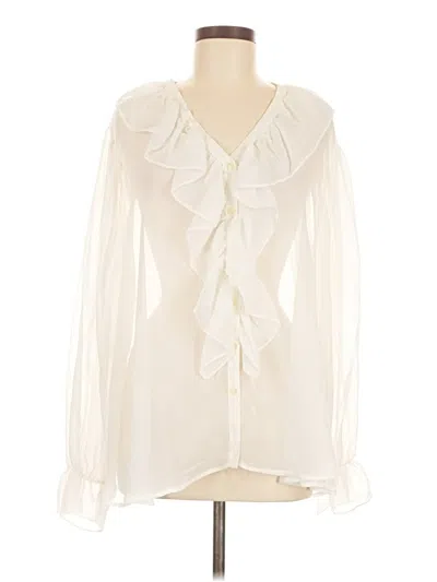 Pre-owned Express Long Sleeve Blouse In White