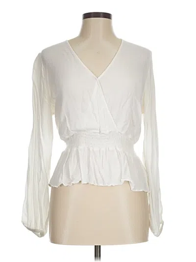 Pre-owned Express Long Sleeve Blouse In White