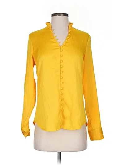Pre-owned Express Long Sleeve Blouse In Yellow