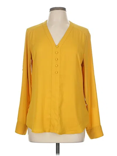 Pre-owned Express Long Sleeve Blouse In Yellow