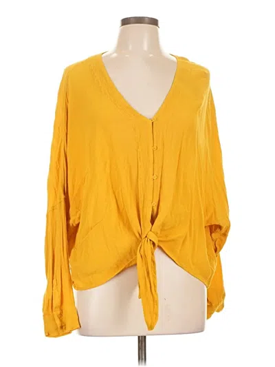 Pre-owned Express Long Sleeve Blouse In Yellow