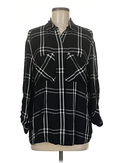 Pre-owned Express Long Sleeve Button Down Shirt In Black