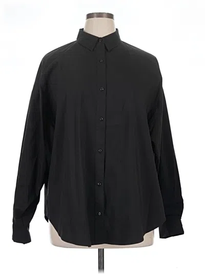 Pre-owned Express Long Sleeve Button Down Shirt In Black