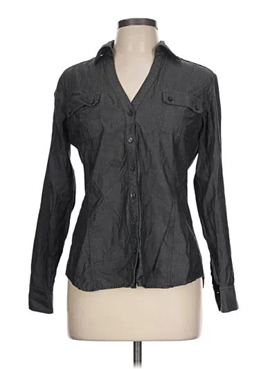 Pre-owned Express Long Sleeve Button Down Shirt In Black