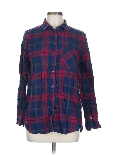 Pre-owned Express Long Sleeve Button Down Shirt In Blue