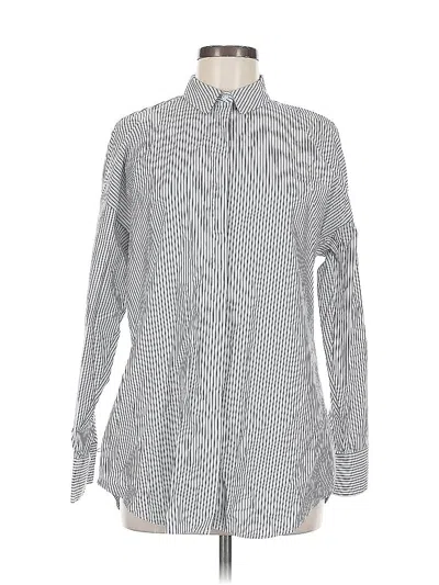 Pre-owned Express Long Sleeve Button Down Shirt In Blue