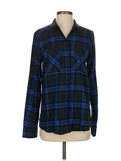 Pre-owned Express Long Sleeve Button Down Shirt In Blue
