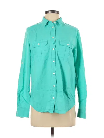 Pre-owned Express Long Sleeve Button Down Shirt In Blue