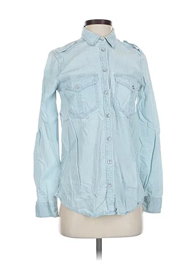 Pre-owned Express Long Sleeve Button Down Shirt In Blue