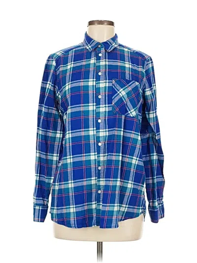 Pre-owned Express Long Sleeve Button Down Shirt In Blue