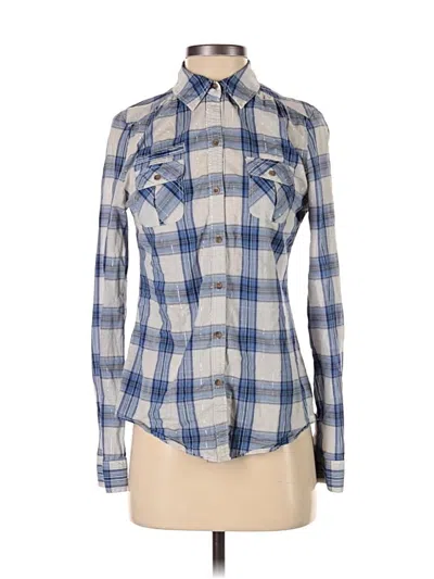 Pre-owned Express Long Sleeve Button Down Shirt In Blue