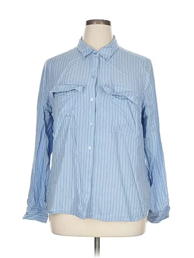 Pre-owned Express Long Sleeve Button Down Shirt In Blue