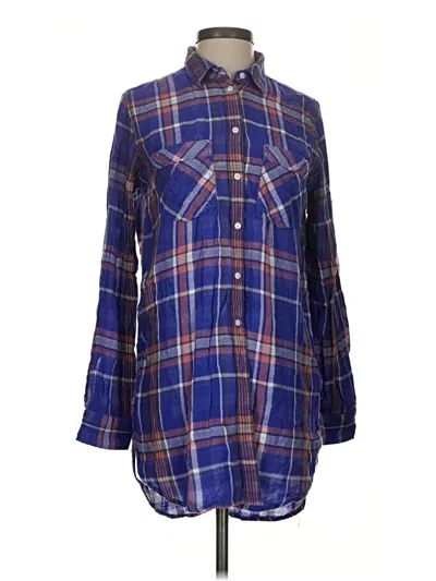 Pre-owned Express Long Sleeve Button Down Shirt In Blue