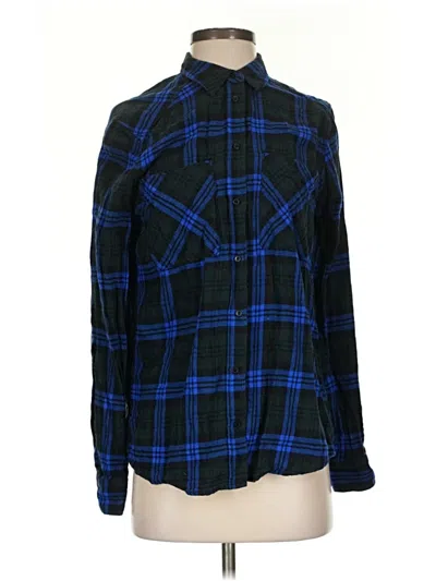Pre-owned Express Long Sleeve Button Down Shirt In Blue