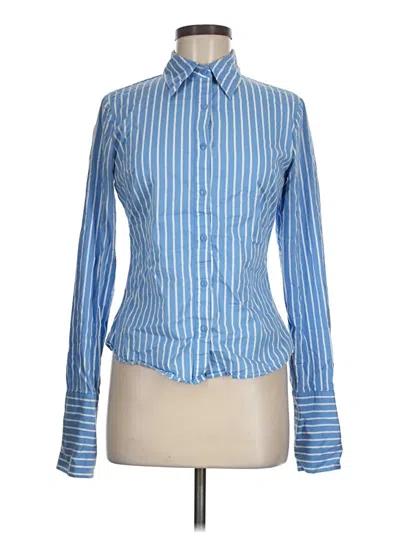 Pre-owned Express Long Sleeve Button Down Shirt In Blue