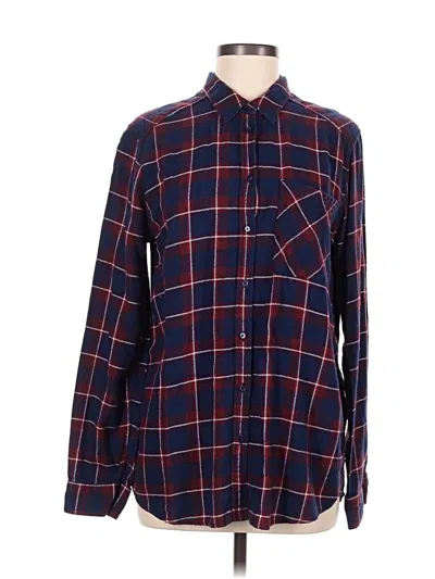 Pre-owned Express Long Sleeve Button Down Shirt In Blue