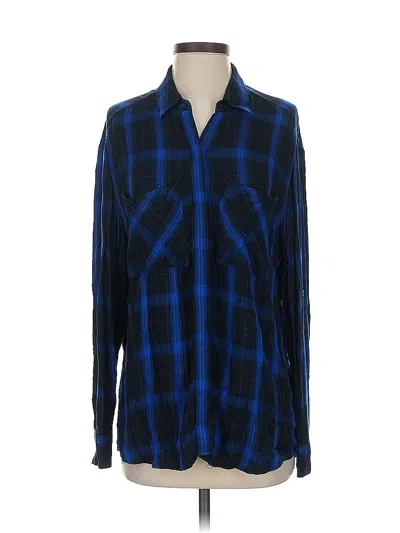 Pre-owned Express Long Sleeve Button Down Shirt In Blue