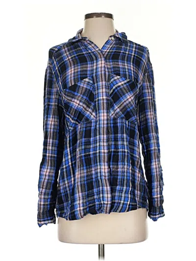 Pre-owned Express Long Sleeve Button Down Shirt In Blue