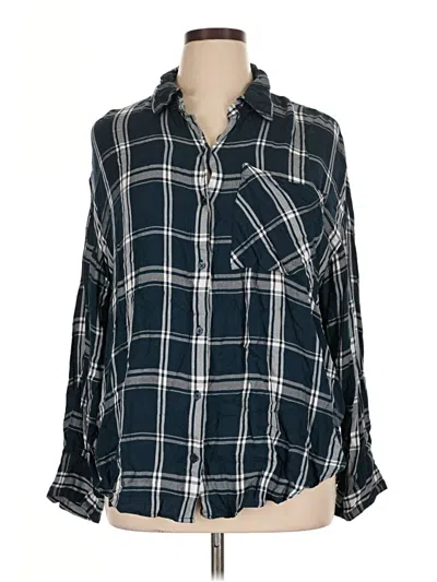 Pre-owned Express Long Sleeve Button Down Shirt In Blue