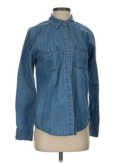 Pre-owned Express Long Sleeve Button Down Shirt In Blue