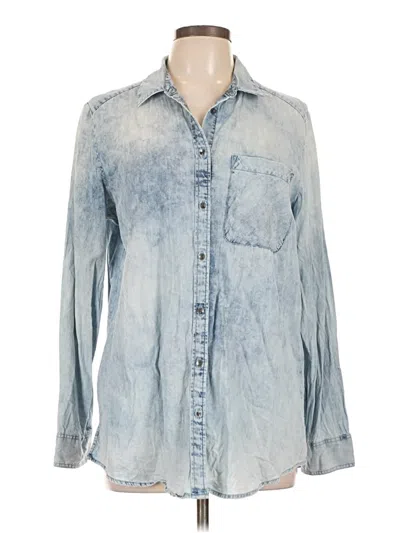 Pre-owned Express Long Sleeve Button Down Shirt In Blue