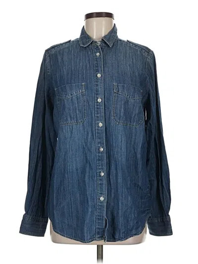 Pre-owned Express Long Sleeve Button Down Shirt In Blue